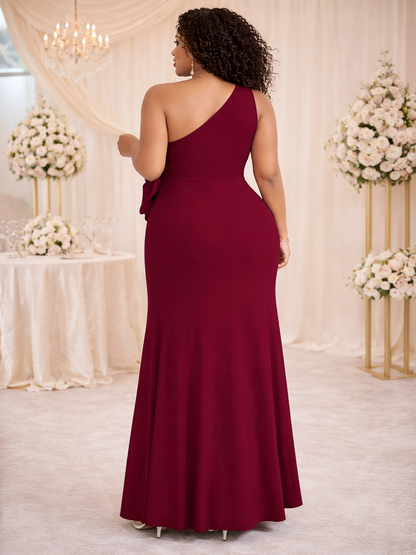 Mirelle One Shoulder Plus Size Dress, plus size dress, alternate view