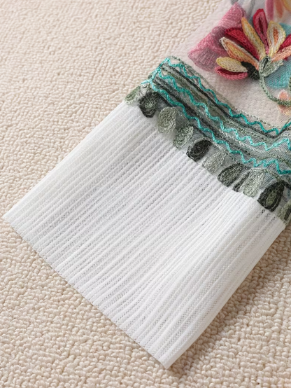 Misty Sheer Embroidered Plus Size Kimono