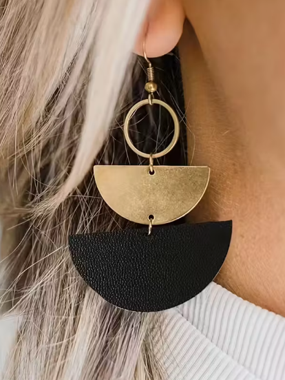 Modern Geo Statement Earrings, earrings, front view