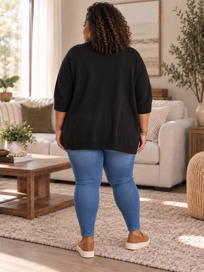 Mona Open Front Plus Size Cardigan with Pockets