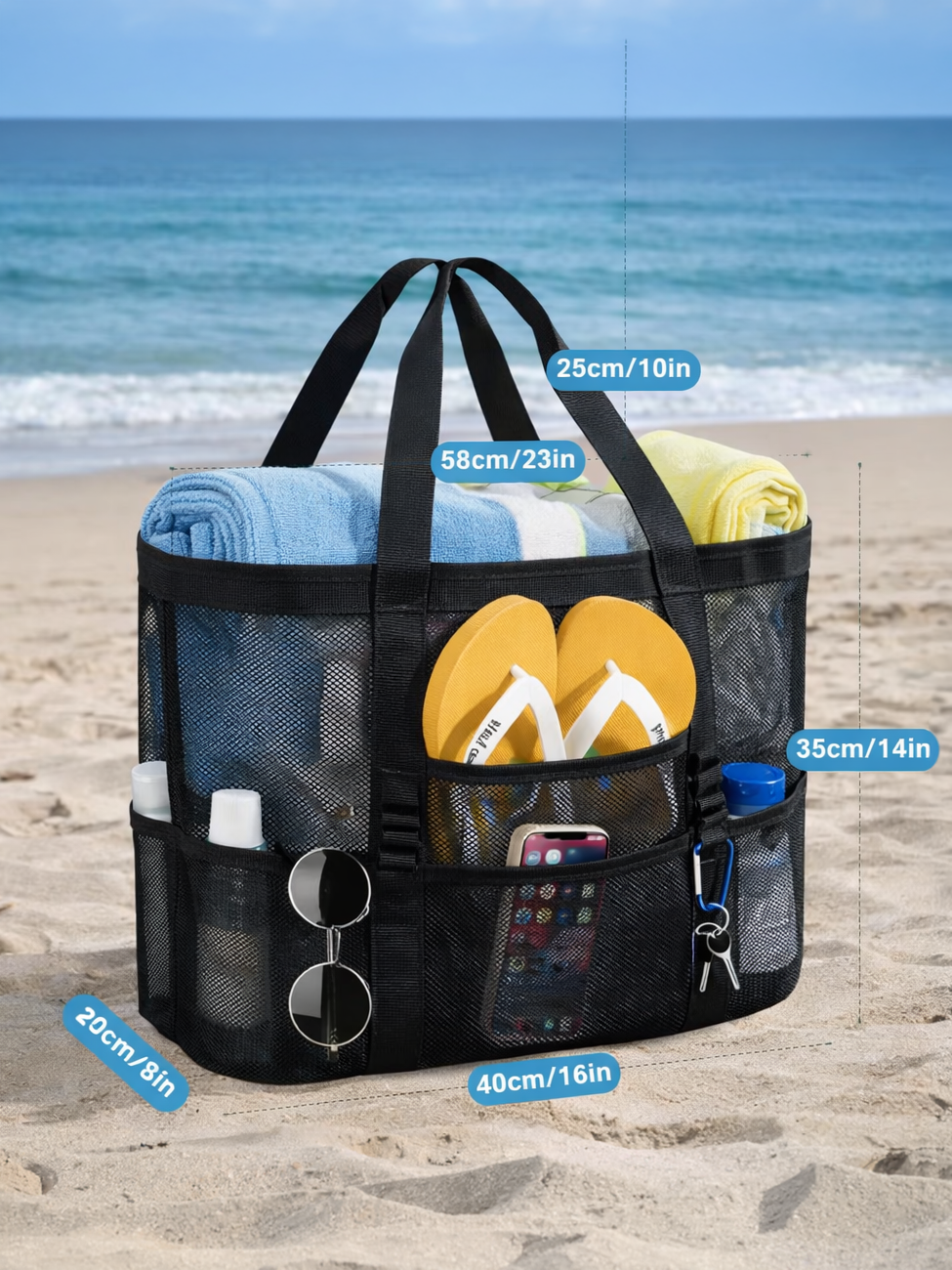 Multi Pocket Beach Bag, bag, detail view