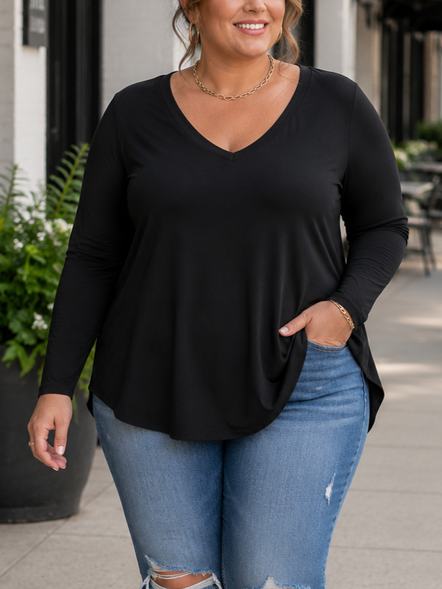 Neva Long Sleeve Plus Size Top