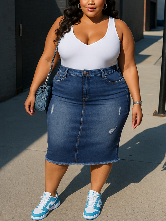 Nia Plus Size Jean Skirt
