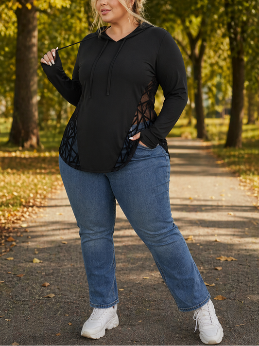 Noir Motion Plus Size Hoodie by Run Free by Vee, plus size hoodie, front view
