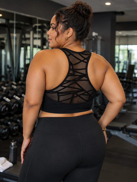 Noir Plus Size Sports Bra by Run Free by Vee