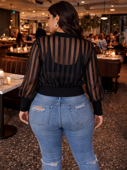 Norren Sheer Plus Size Jacket, plus size outerwear, alternate view