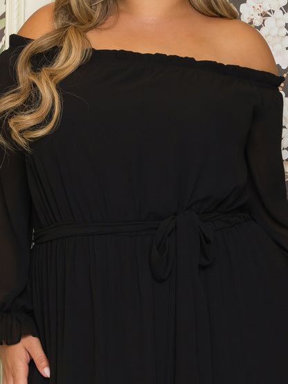 Vicky Plus Size Chiffon Gown in Black