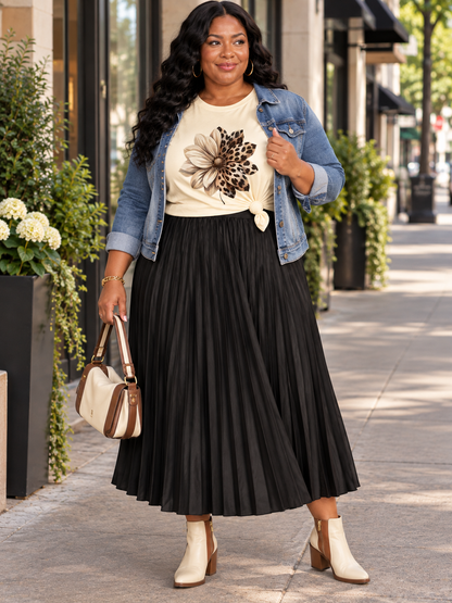 Paloma Pleated Plus Size Skirt