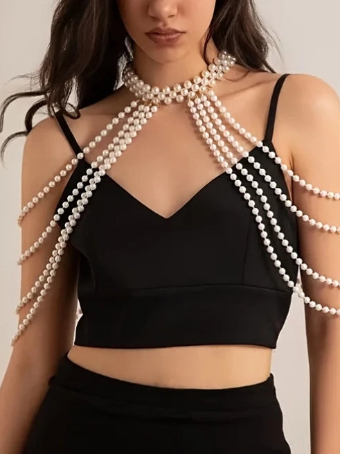Multi Layer Pearl Shoulder Chain