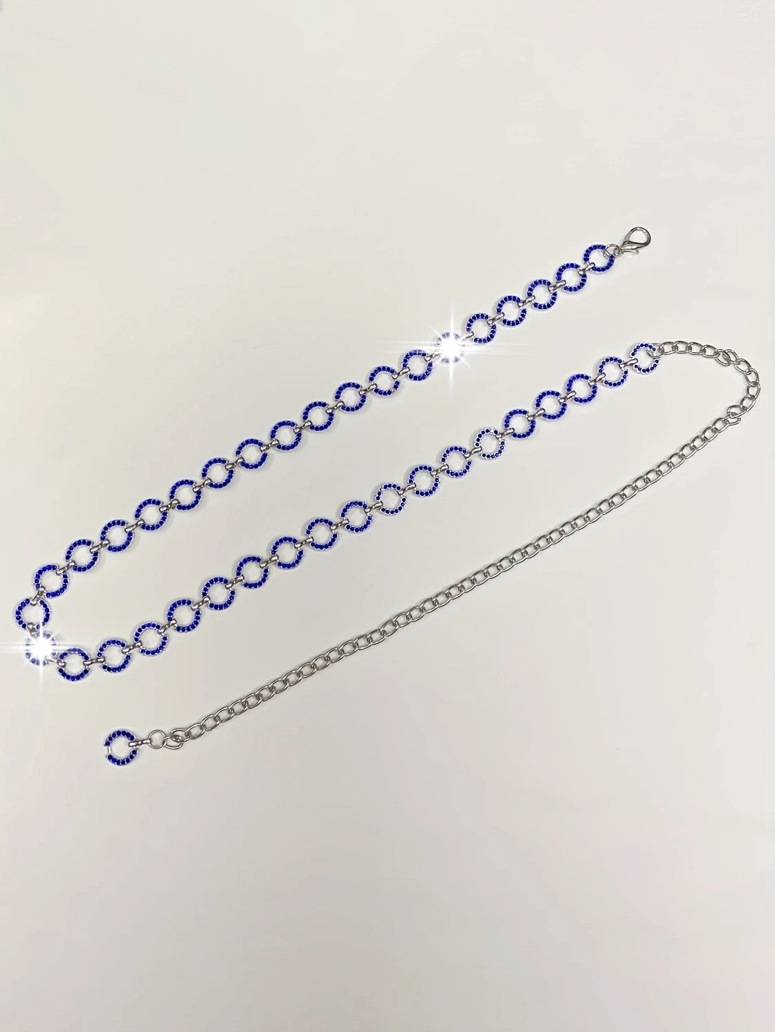 Plus Size Chain Belt with Rhinestone Discs, belt, detail view