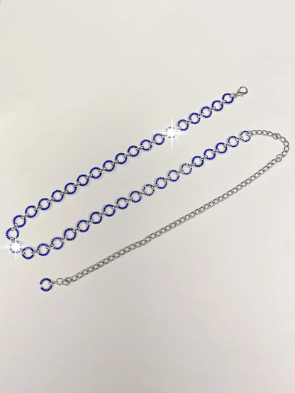 Plus Size Chain Belt with Rhinestone Discs, belt, detail view