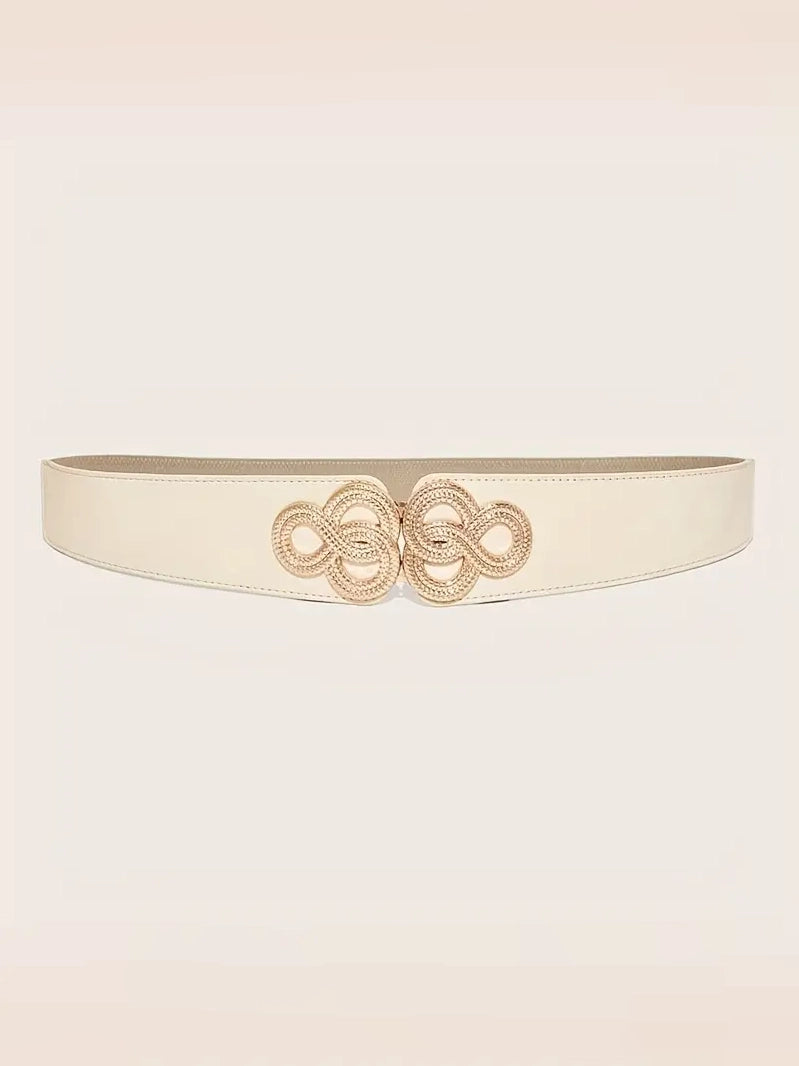 Plus Size Elastic Wide Belt with Gold Clasp, belt, alternate view
