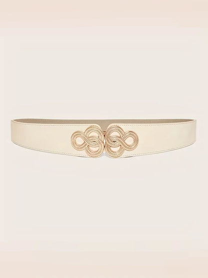 Plus Size Elastic Wide Belt with Gold Clasp, belt, alternate view