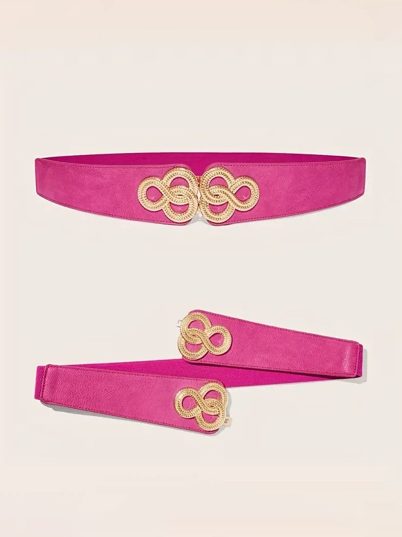 Plus Size Elastic Wide Belt with Gold Clasp, belt, product view