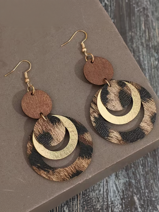 Retro Layered Leopard Earrings