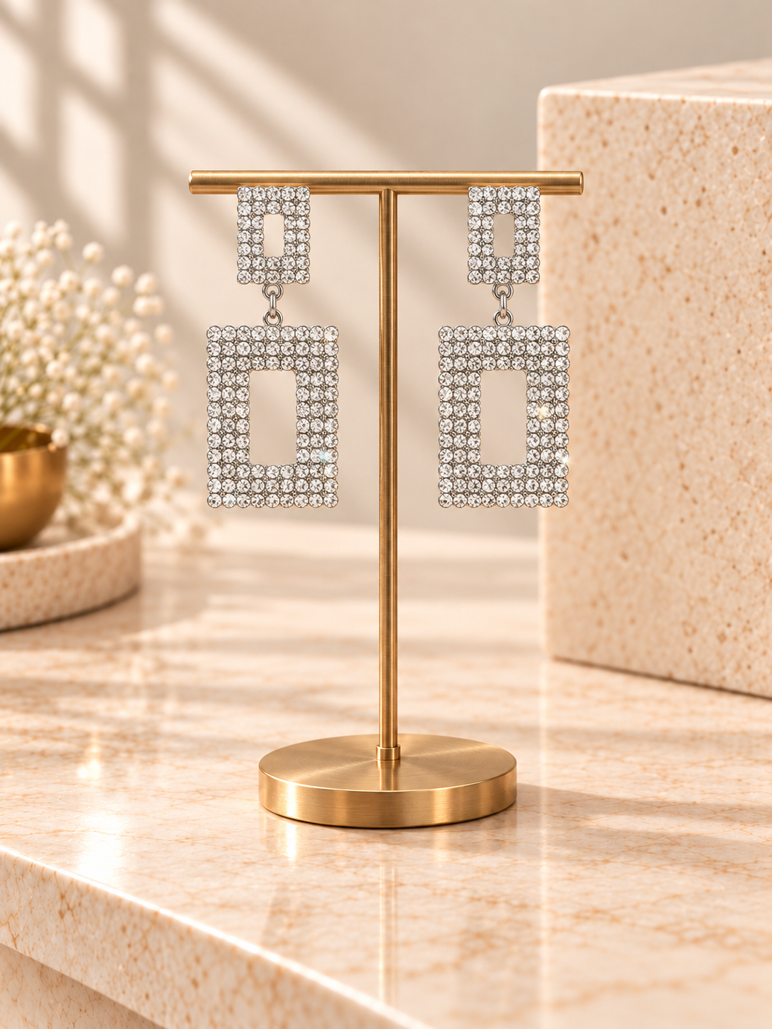 Square Frame Pinterest Rhinestone Square Earrings | Curve Theory – CURVE THEORY
