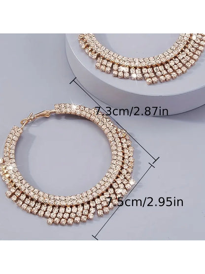 Rhinestone Large Hoop Earrings, earrings, alternate view