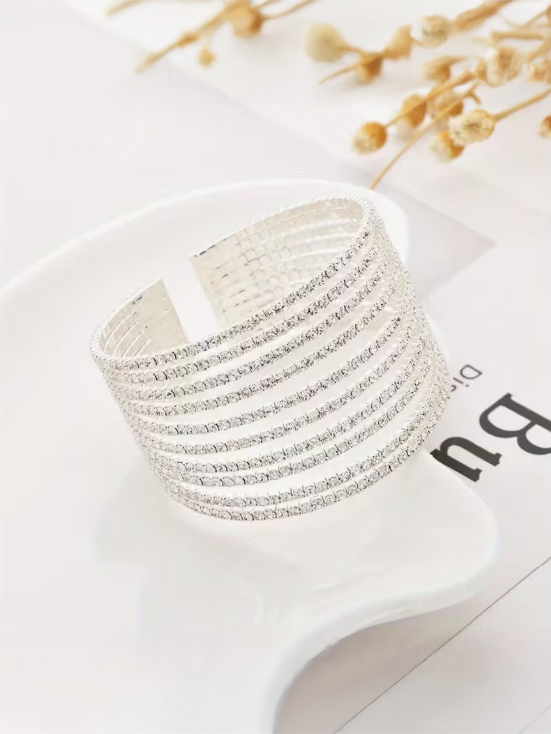 Rhrinestone Cuff Bracelet, bracelet, front view