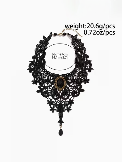 Romantic Lace Choker Necklace, necklace, detail view