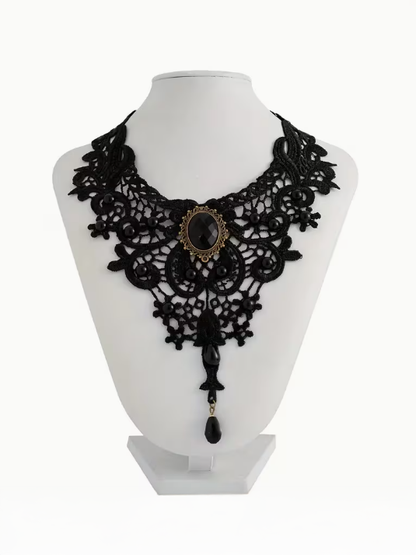 Romantic Lace Choker Necklace, necklace, styled view