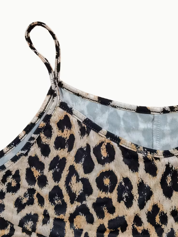 Roxy Leopard Plus Size Maxi Dress, plus size dress, detail view