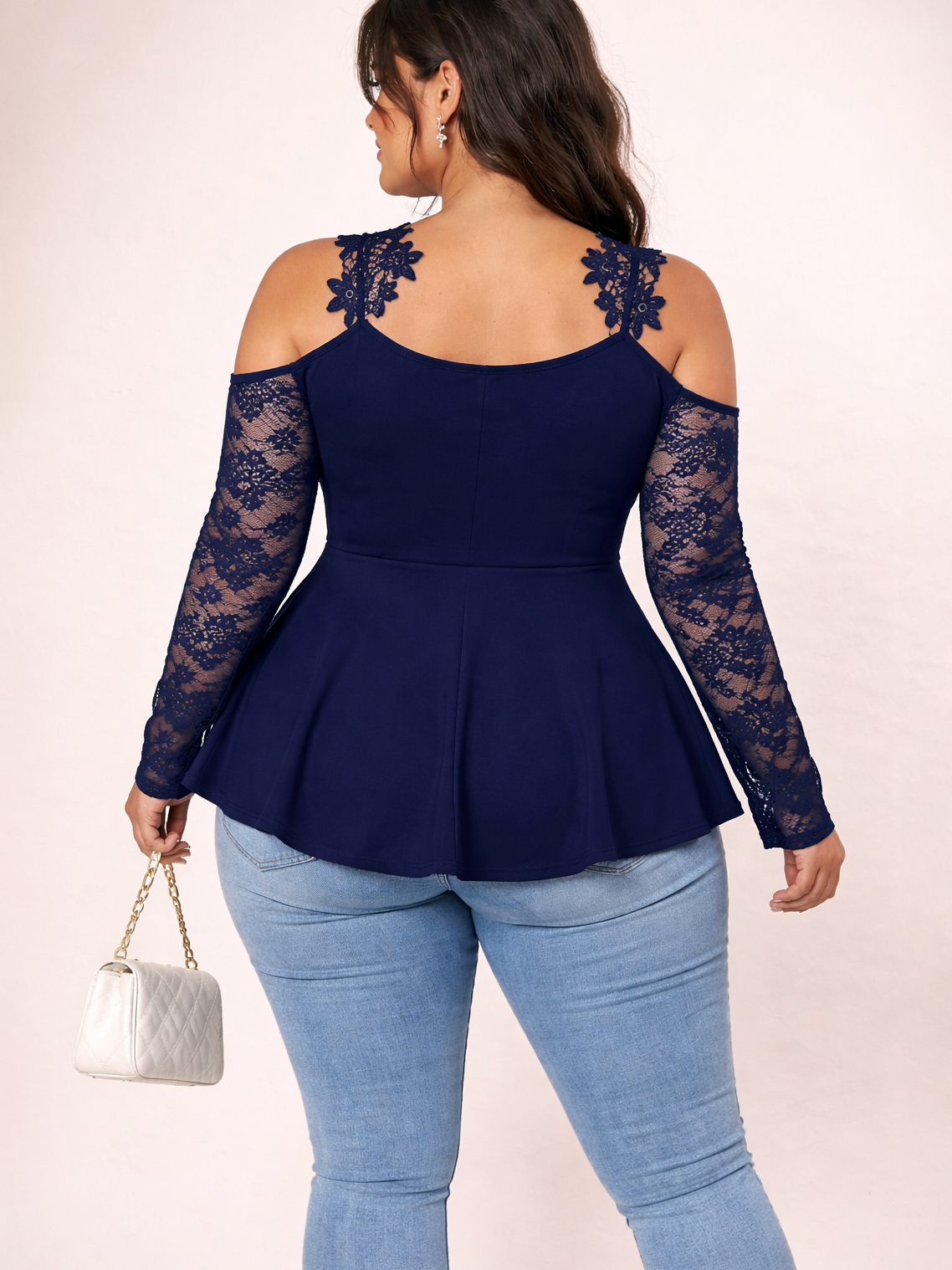 Scarlet Peplum Plus Size Top in Royal Blue, plus size top, alternate view