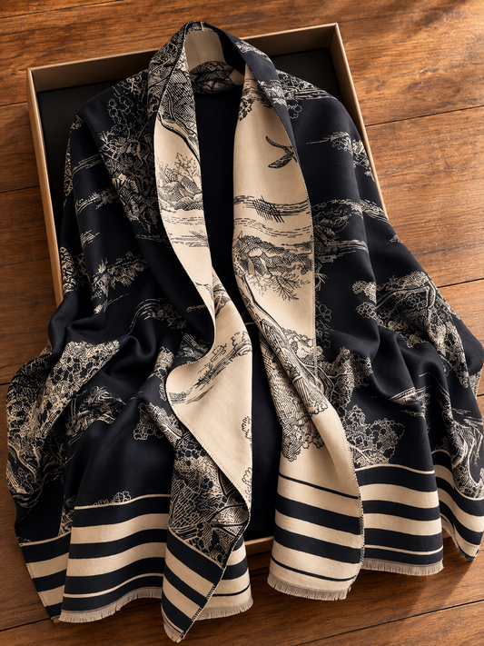 Scenery Two Tone Blanket Scarf