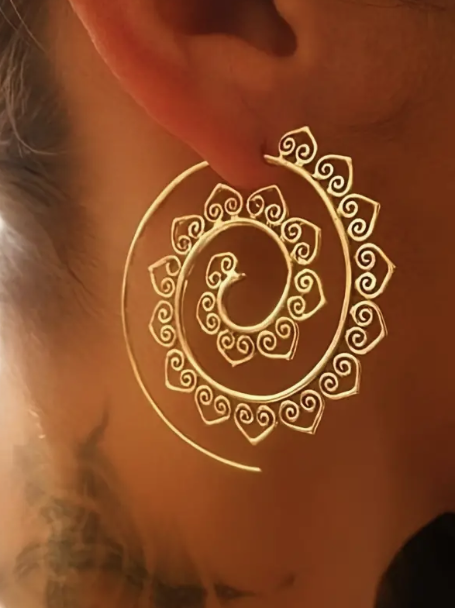 Spiral Vintage Swirl Gear Earrings