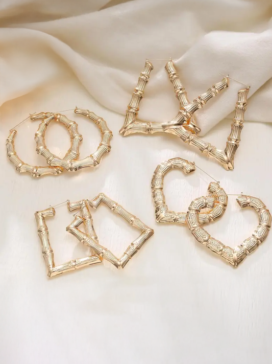 Bamboo-Inspired Oversized Earrings (sold separately)