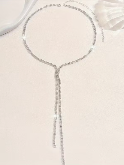 Elegant V-neck Silver Necklace