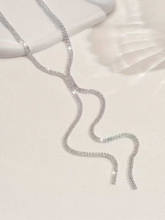 Elegant V-neck Silver Necklace