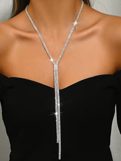 Elegant V-neck Silver Necklace