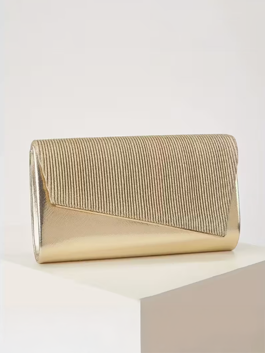 Golden Pleated Clutch