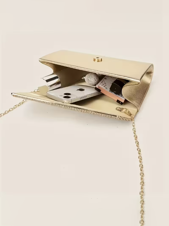Golden Pleated Clutch