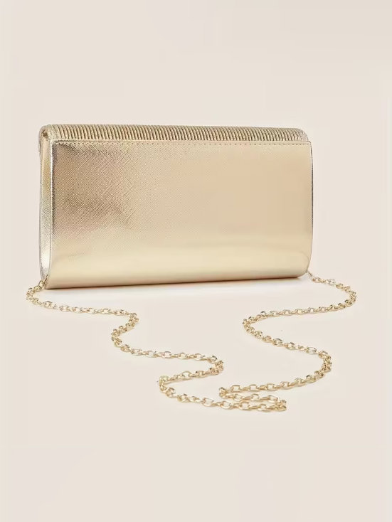 Golden Pleated Clutch