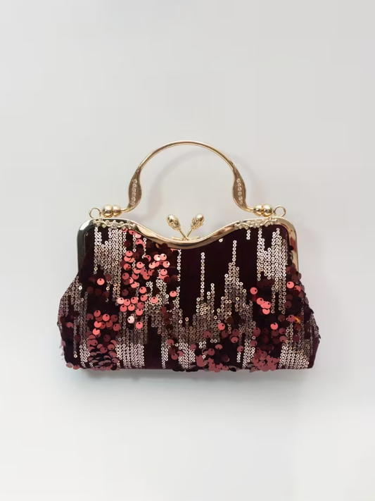 Velvet Sequin Detail Clutch