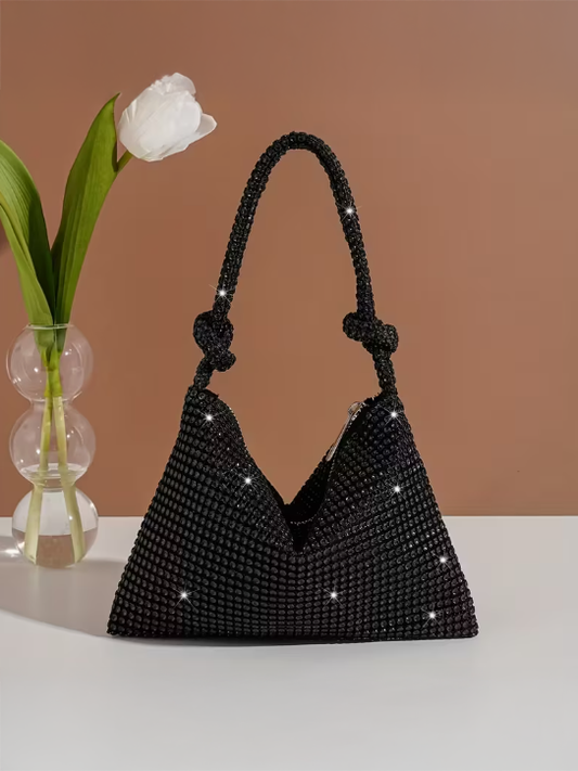 Black Knotted Handle Evening Bag
