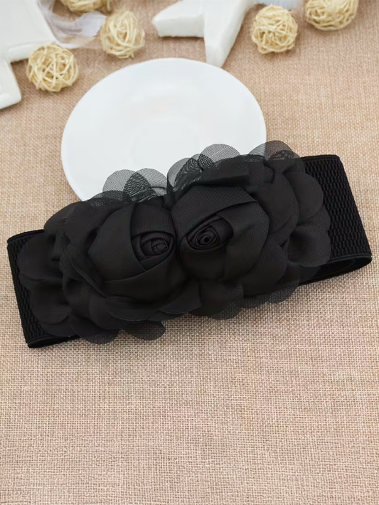 Double Flower Stretch Plus Size Belt