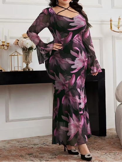 Amaris Floral Mermaid Plus Size Dress