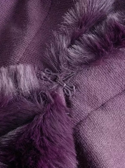 Gradient Faux Fur Detailed Shawl