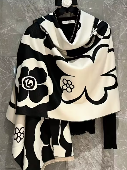 Elegant Floral Print Wrap Scarf