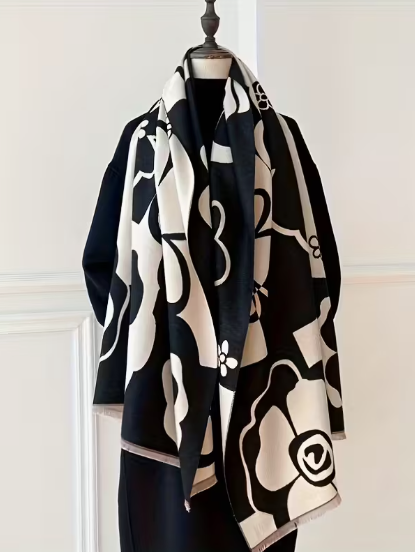 Elegant Floral Print Wrap Scarf