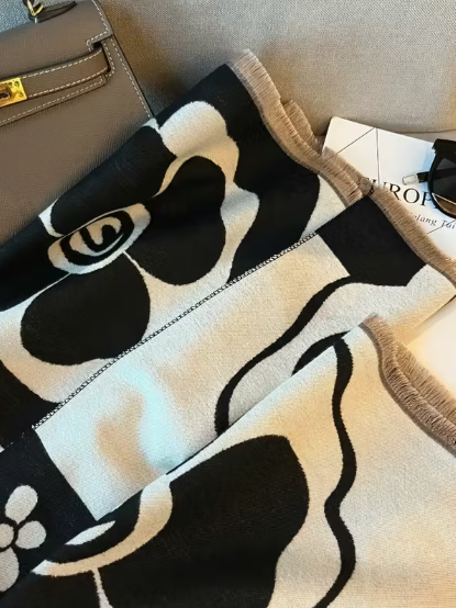 Elegant Floral Print Wrap Scarf