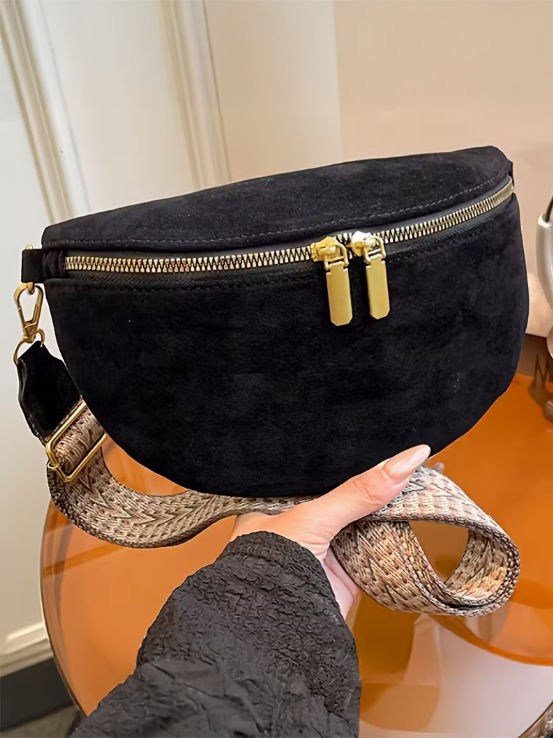 Minimalist Faux Suede Crossbody Bag