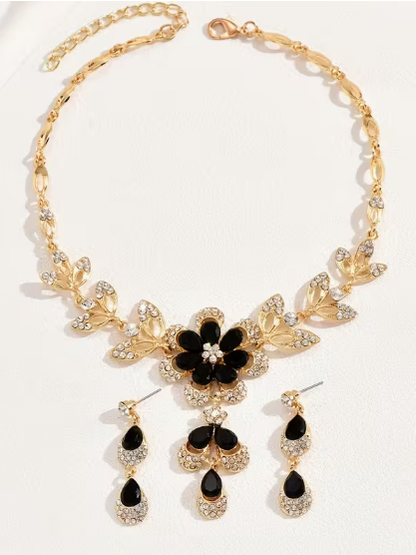 Flower Two Tone Necklace set