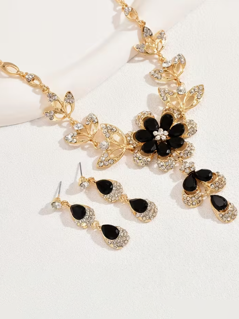 Flower Two Tone Necklace set