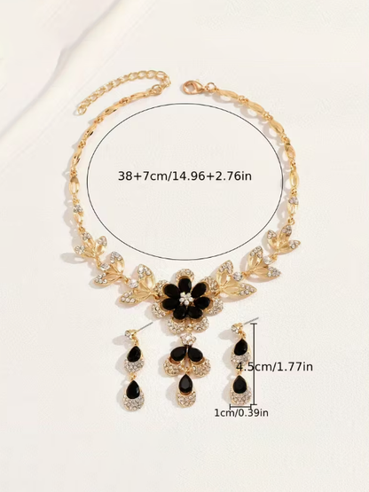 Flower Two Tone Necklace set
