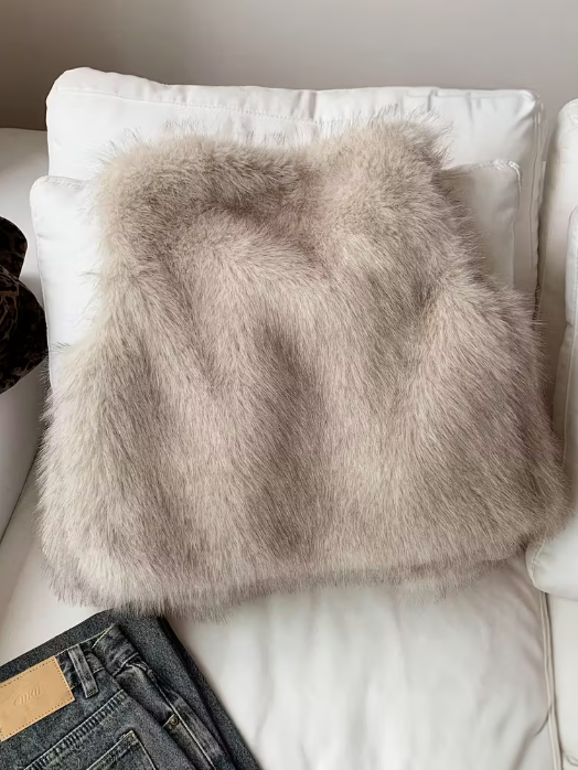 Thalia Crop Faux Fur Plus Size Vest