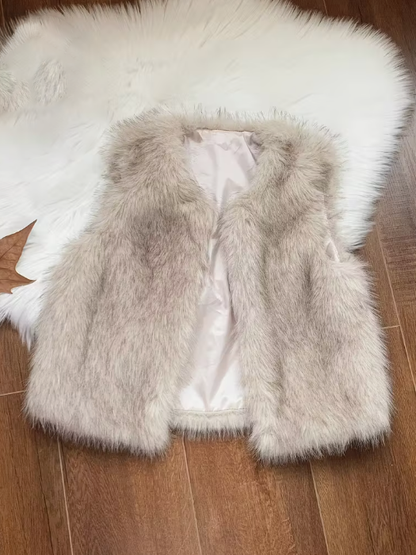 Thalia Crop Faux Fur Plus Size Vest