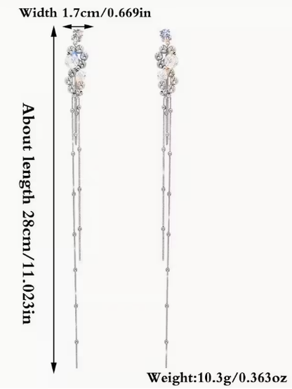 Elegant Rhinestone Tassel Earrings